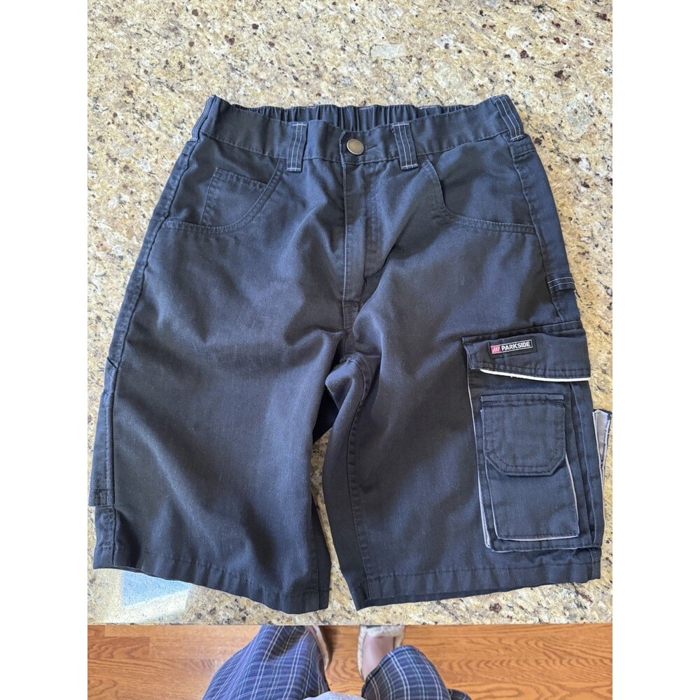 Parkside Mens Cargo Shorts Dark Gray Multi Pocket Elastic Waist 34 Waist Work